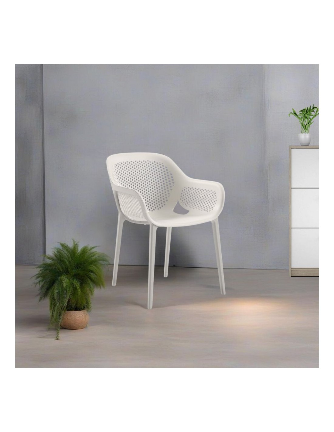 Set 4 poltrone in polipropilene colore grigio e bianco - Atra