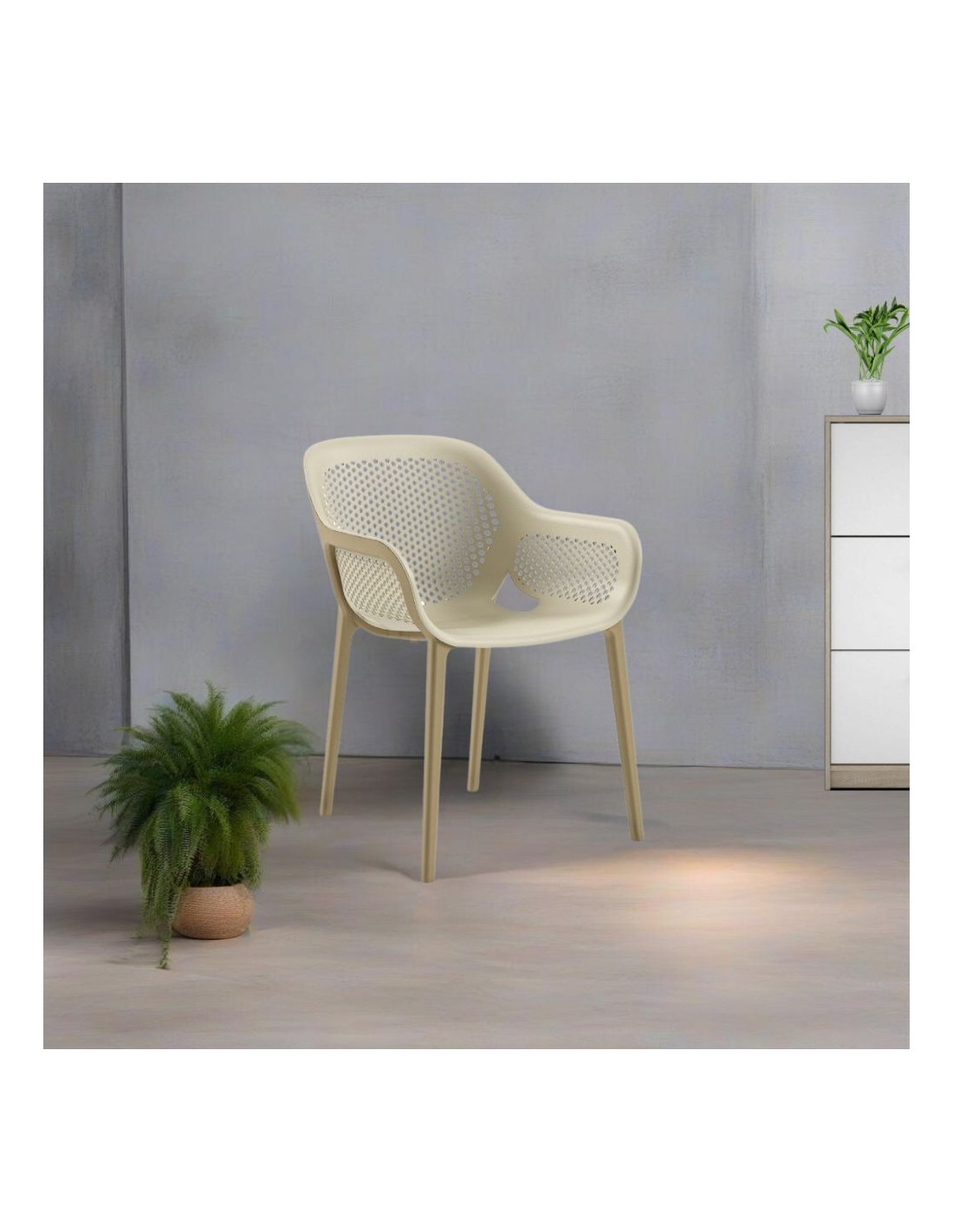 4 Stühle aus Polypropylen in den Farben Kaffee und Beige - Atra