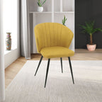 Set 2 sedie in tessuto giallo e piedi in metallo colore nero - Krid