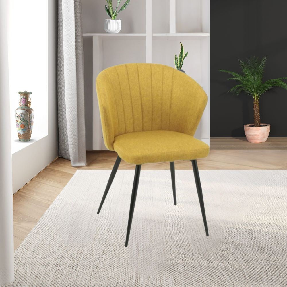 Lot de 2 chaises en tissu jaune et pieds en métal noir - Krid