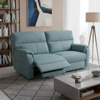 Divano relax 3 posti con 2 recliner elettrici in tessuto idrorepellente azzurro Alice