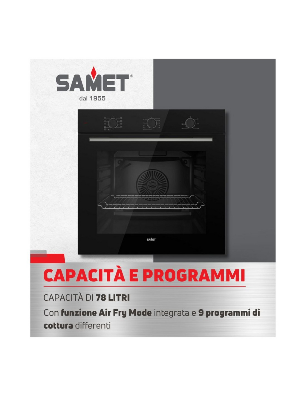 Forno multifunzione nero con friggitrice ad aria classe A - Samet Pales