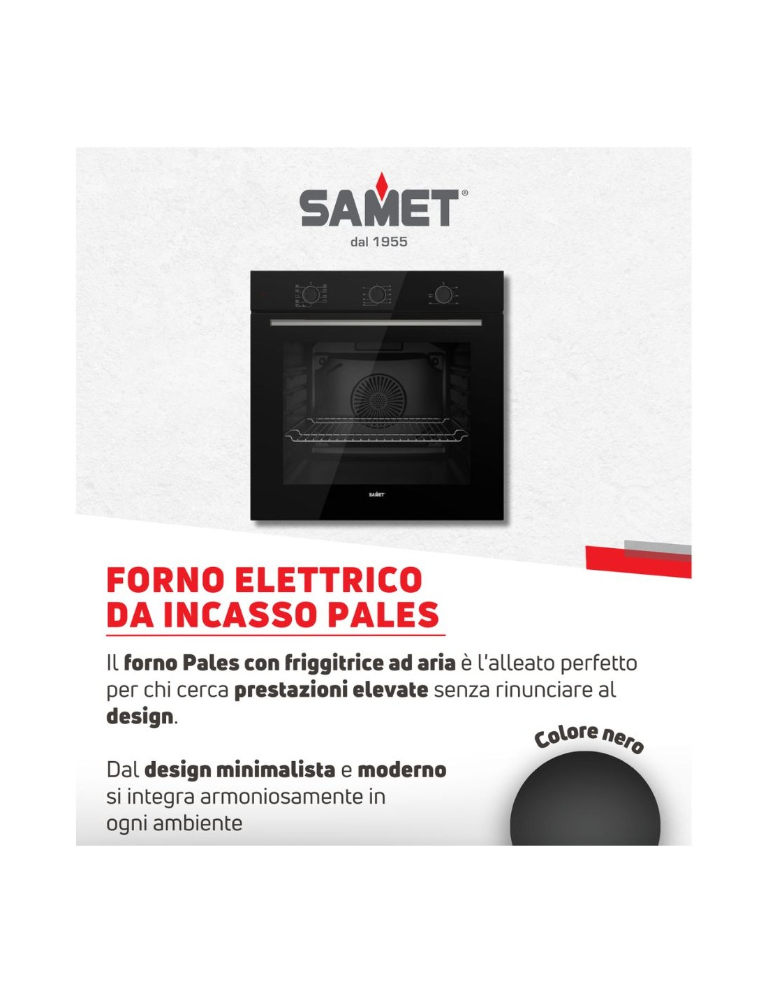 Schwarzer Multifunktionsofen mit Heißluftfritteuse, Energieeffizienzklasse A - Samet Pales