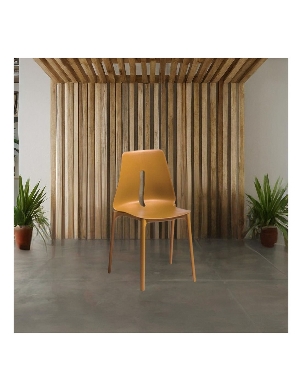 Set 4 Sedie in polipropilene uso estrno o interno colore camel - Oblong