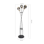 Stehleuchte 160H cm aus geflochtenem Eisen mit 3 Glasleuchten - Grande MDL3812