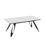 TAVOLO MERKUR TOP BIANCO FRASSINATO E GAMBE NERO 190+60 CM