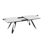 TAVOLO MERKUR TOP BIANCO FRASSINATO E GAMBE NERO 190+60 CM