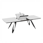TAVOLO MERKUR TOP BIANCO FRASSINATO E GAMBE NERO 190+60 CM