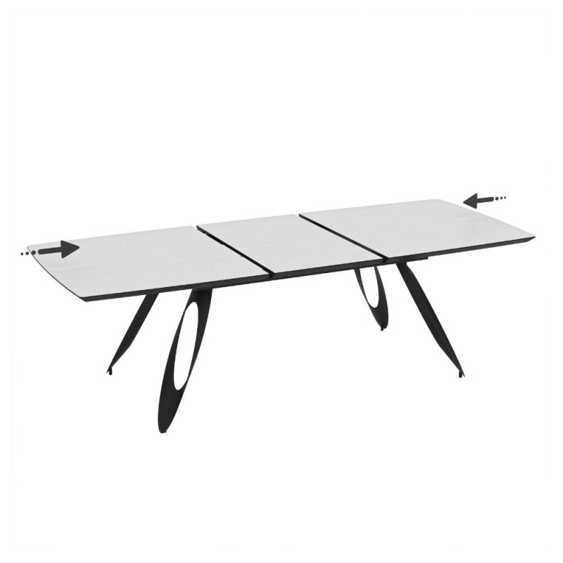 TAVOLO MERKUR TOP BIANCO FRASSINATO E GAMBE NERO 190+60 CM