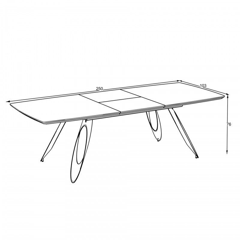 TAVOLO MERKUR TOP BIANCO FRASSINATO E GAMBE NERO 190+60 CM