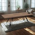 TAVOLO MERKUR TOP ROVERE HAZAR FRASSINATO E GAMBE NERO 190+60 CM
