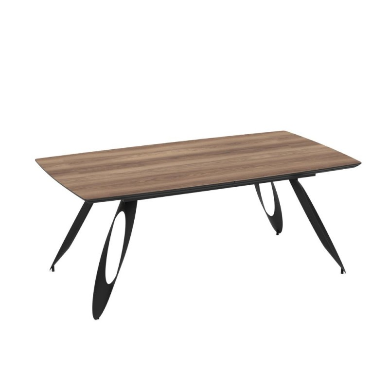 TAVOLO MERKUR TOP ROVERE HAZAR FRASSINATO E GAMBE NERO 190+60 CM