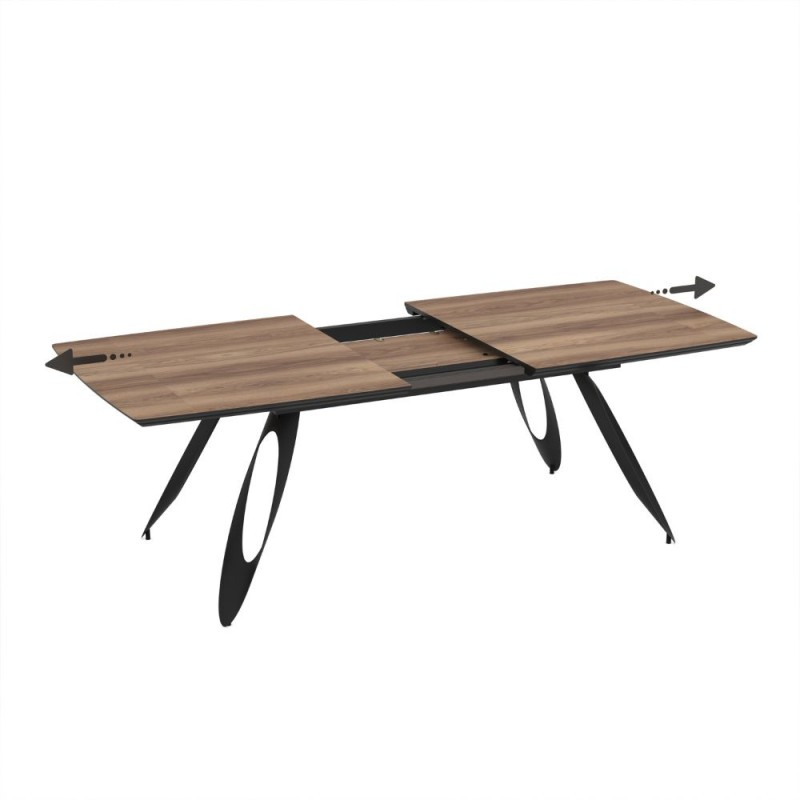 TAVOLO MERKUR TOP ROVERE HAZAR FRASSINATO E GAMBE NERO 190+60 CM