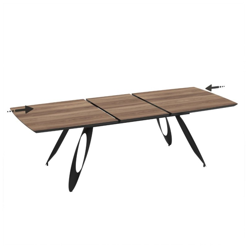 TAVOLO MERKUR TOP ROVERE HAZAR FRASSINATO E GAMBE NERO 190+60 CM
