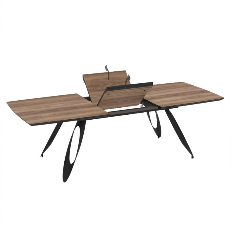 TAVOLO MERKUR TOP ROVERE HAZAR FRASSINATO E GAMBE NERO 190+60 CM