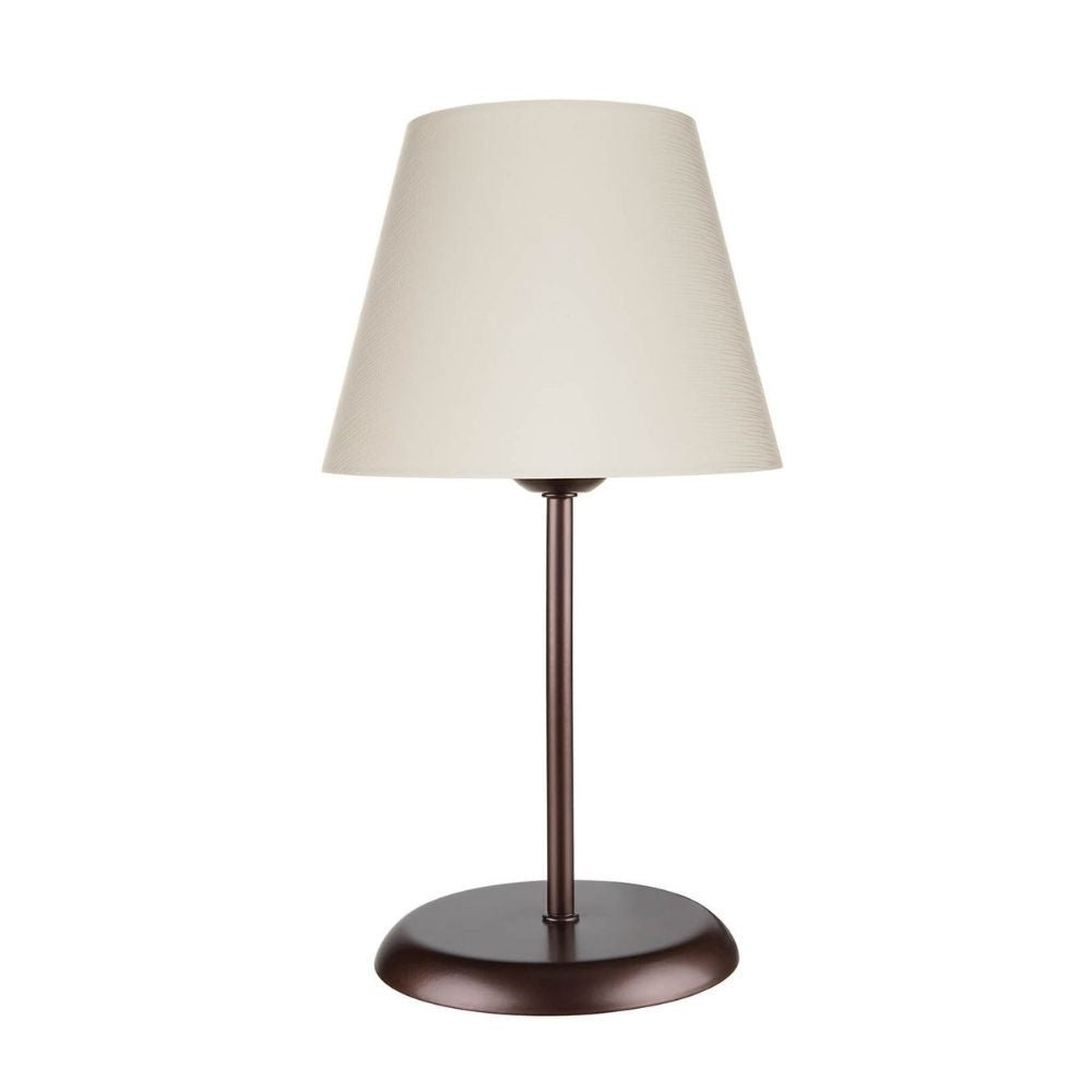 Lampada da tavolo in metallo e paralume tessuto Elva