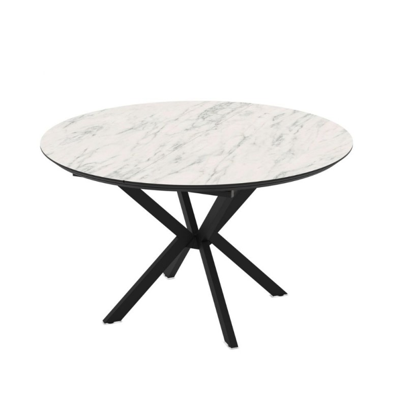 TAVOLO DOBOK TOP EFFETTO MARMO OPACO E GABME NERE Ø110+35 CM)