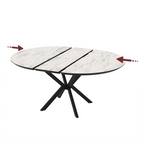 TAVOLO DOBOK TOP EFFETTO MARMO OPACO E GABME NERE Ø110+35 CM)
