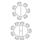 TAVOLO DOBOK TOP EFFETTO MARMO OPACO E GABME NERE Ø110+35 CM)