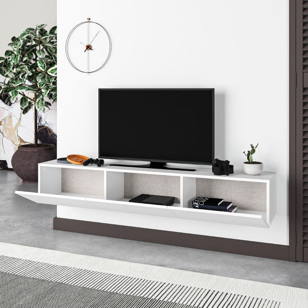 Mobile porta Tv sospeso 3 ante a ribalta Francy colore bianco 180x30x30H
