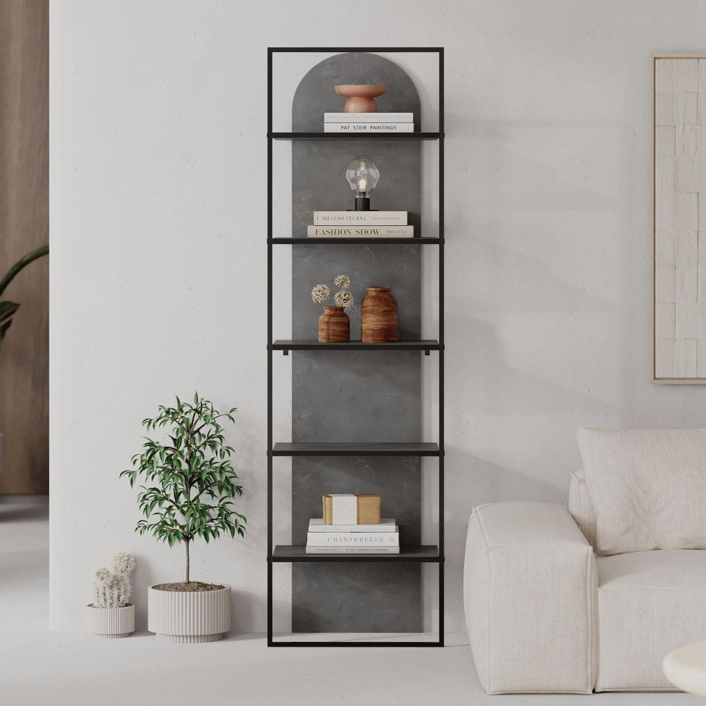 Libreria Archy 5 ripiani colore retro grey 53x31.7x180H - Eleganza industriale e spazio funzionale