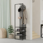 Mobile ingresso grigio Archy con appendiabiti e scarpiera 53x31.7x180H - Stile industriale e organizzazione