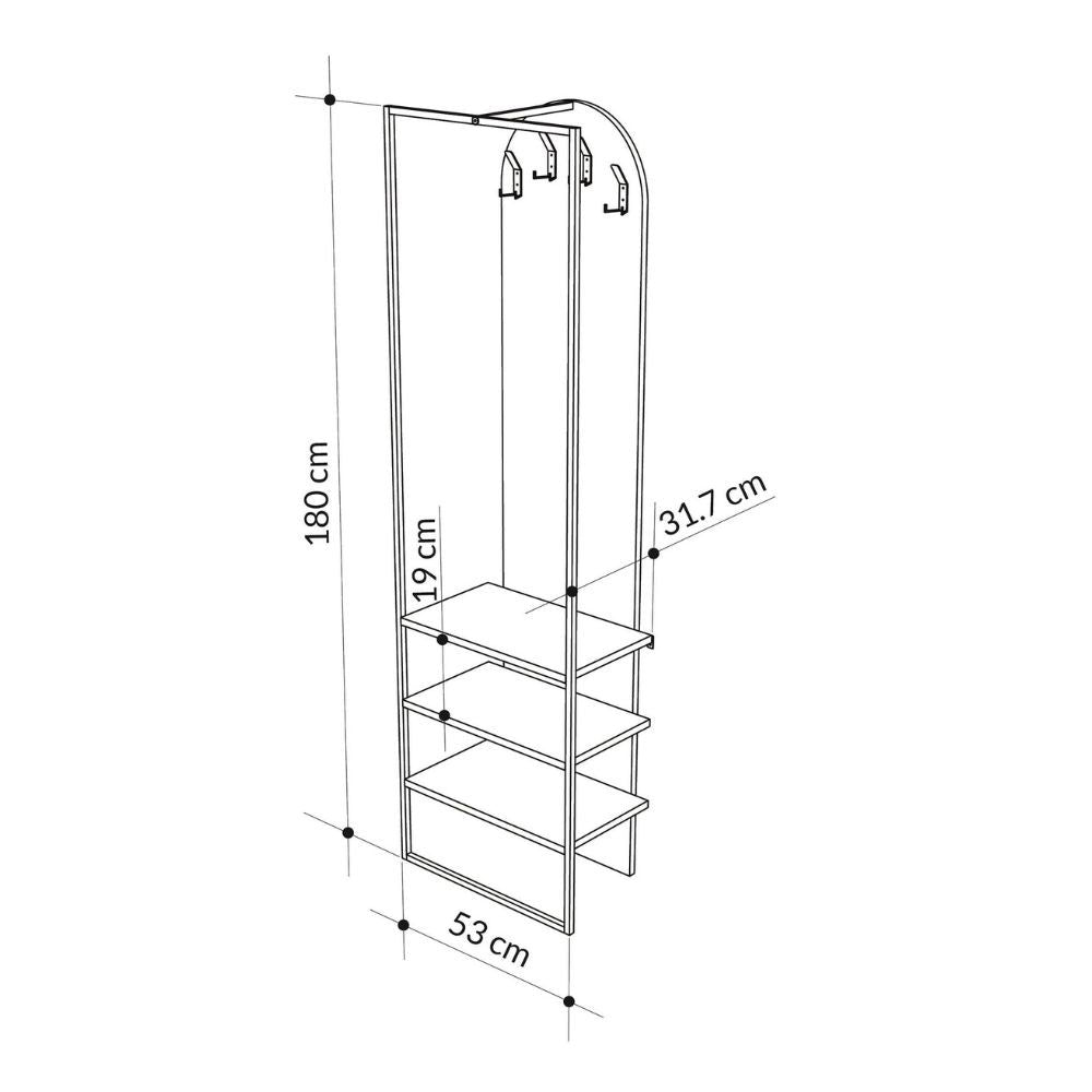 Mobile ingresso grigio Archy con appendiabiti e scarpiera 53x31.7x180H - Stile industriale e organizzazione