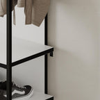 Mobile ingresso bianco Archy con appendiabiti e scarpiera 53x31.7x180H - Stile industriale e organizzazione