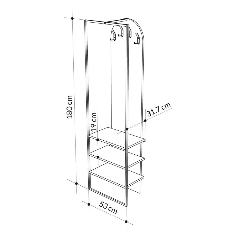 Mobile ingresso bianco Archy con appendiabiti e scarpiera 53x31.7x180H - Stile industriale e organizzazione