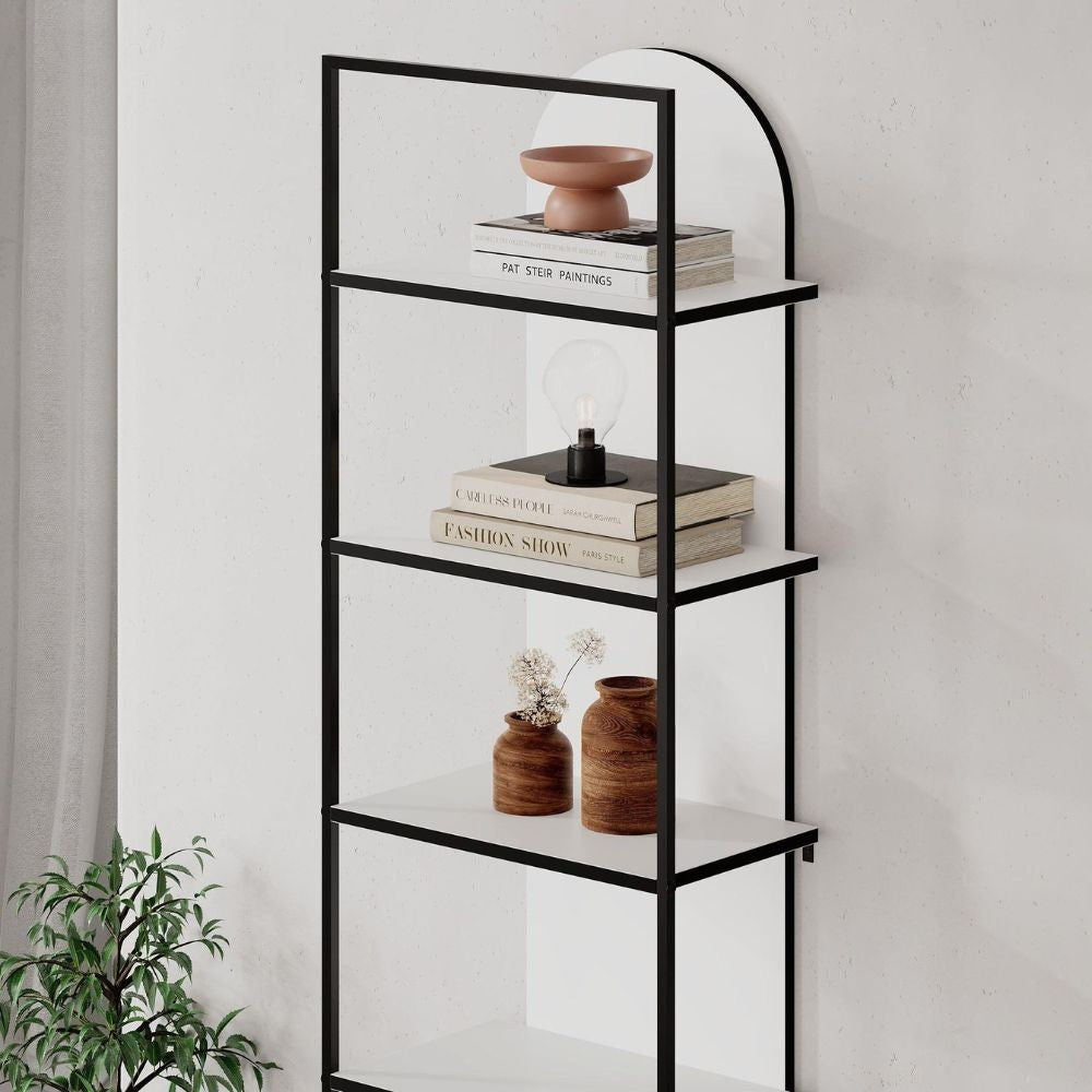 Libreria Archy 5 ripiani colore bianco 53x31.7x180H - Eleganza industriale e spazio funzionale