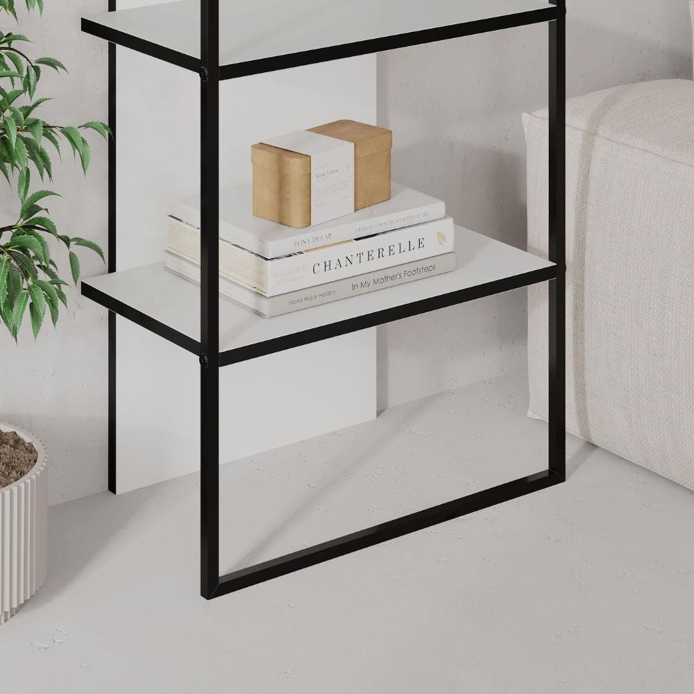 Libreria Archy 5 ripiani colore bianco 53x31.7x180H - Eleganza industriale e spazio funzionale