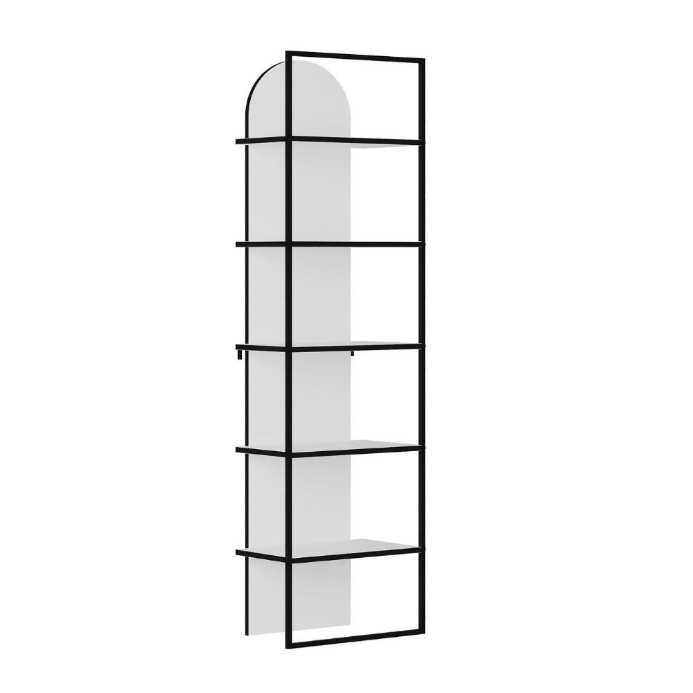 Libreria Archy 5 ripiani colore bianco 53x31.7x180H - Eleganza industriale e spazio funzionale