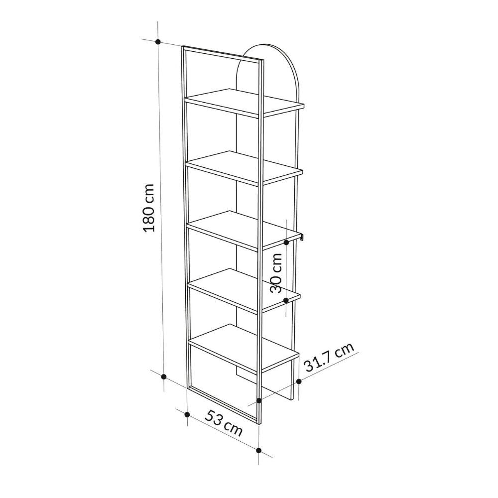 Libreria Archy 5 ripiani colore bianco 53x31.7x180H - Eleganza industriale e spazio funzionale
