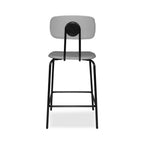 Sgabello Glami con struttura in metallo nero e seduta in ecopelle grigio
