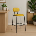 Sgabello Glami con struttura in metallo nero e seduta in ecopelle giallo