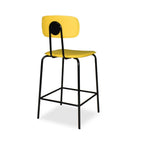Sgabello Glami con struttura in metallo nero e seduta in ecopelle giallo