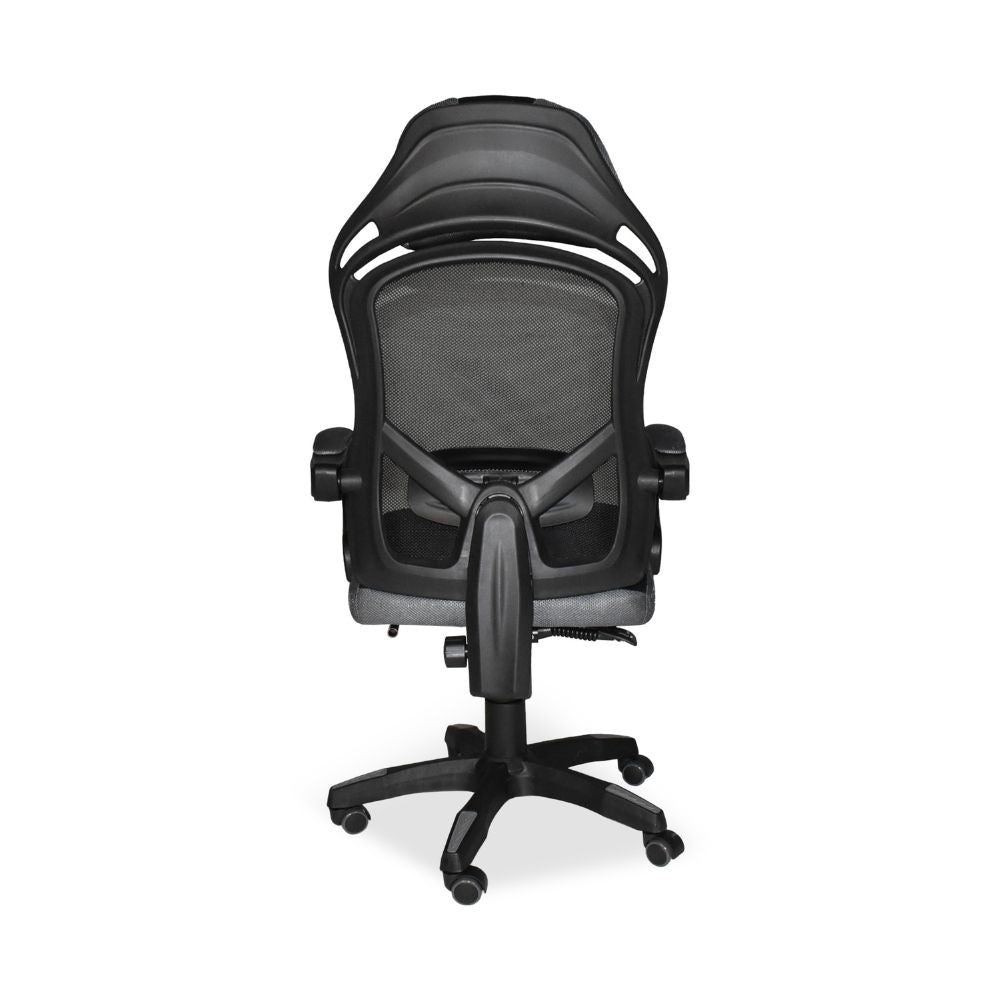 Sedia gaming Gandi con poggiapiedi estensibile e schienale in rete nero
