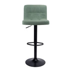 Sgabello regolabile con seduta in tessuto verde e base in metallo nero opaco Mosva
