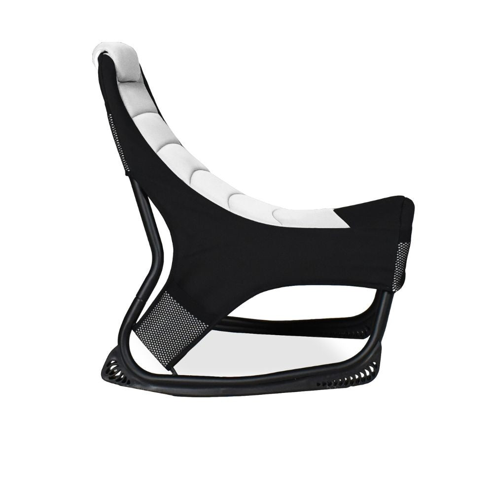 Sedia gaming Rocky in tessuto bicolore con base curva - Nero e bianco