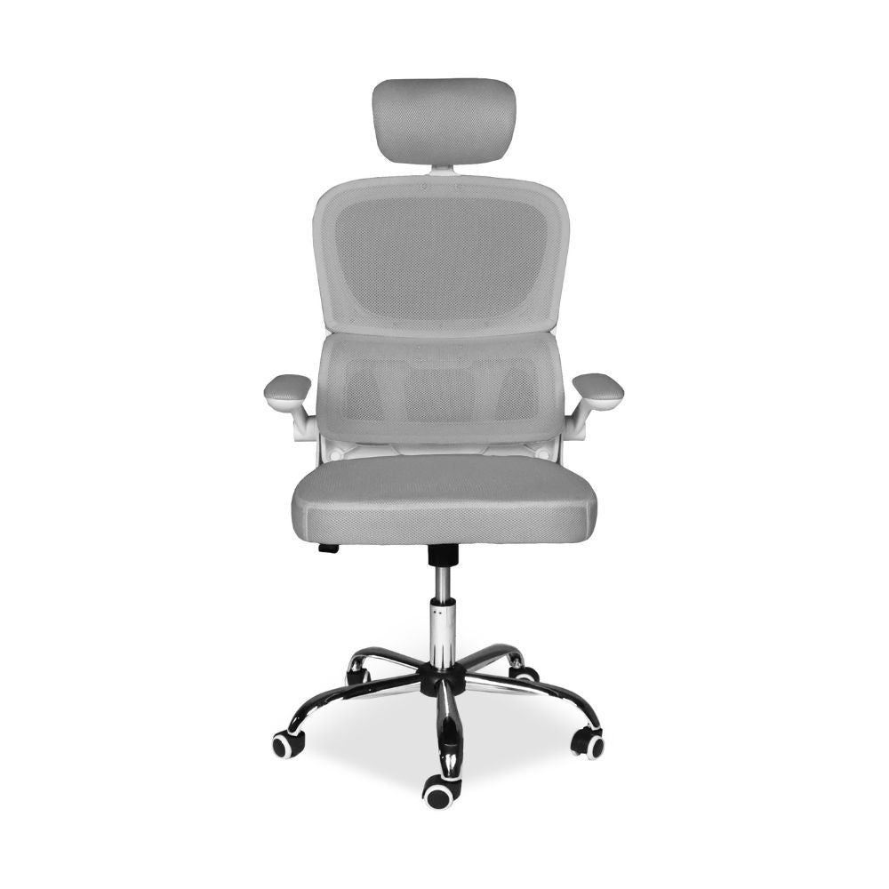 Poltrona ufficio ergonomica con ruote Vibes in rete grigio con base cromata