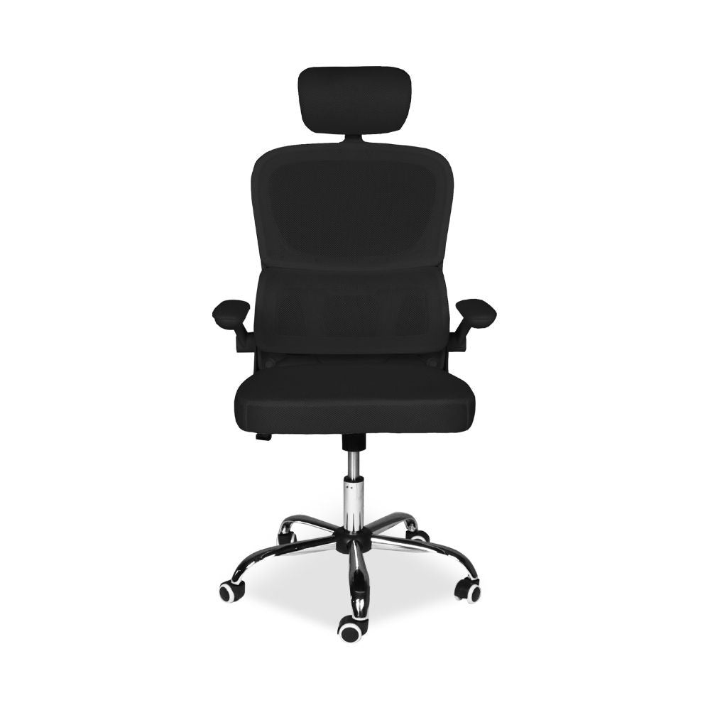 Poltrona ufficio ergonomica con ruote Vibes in rete nero con base cromata