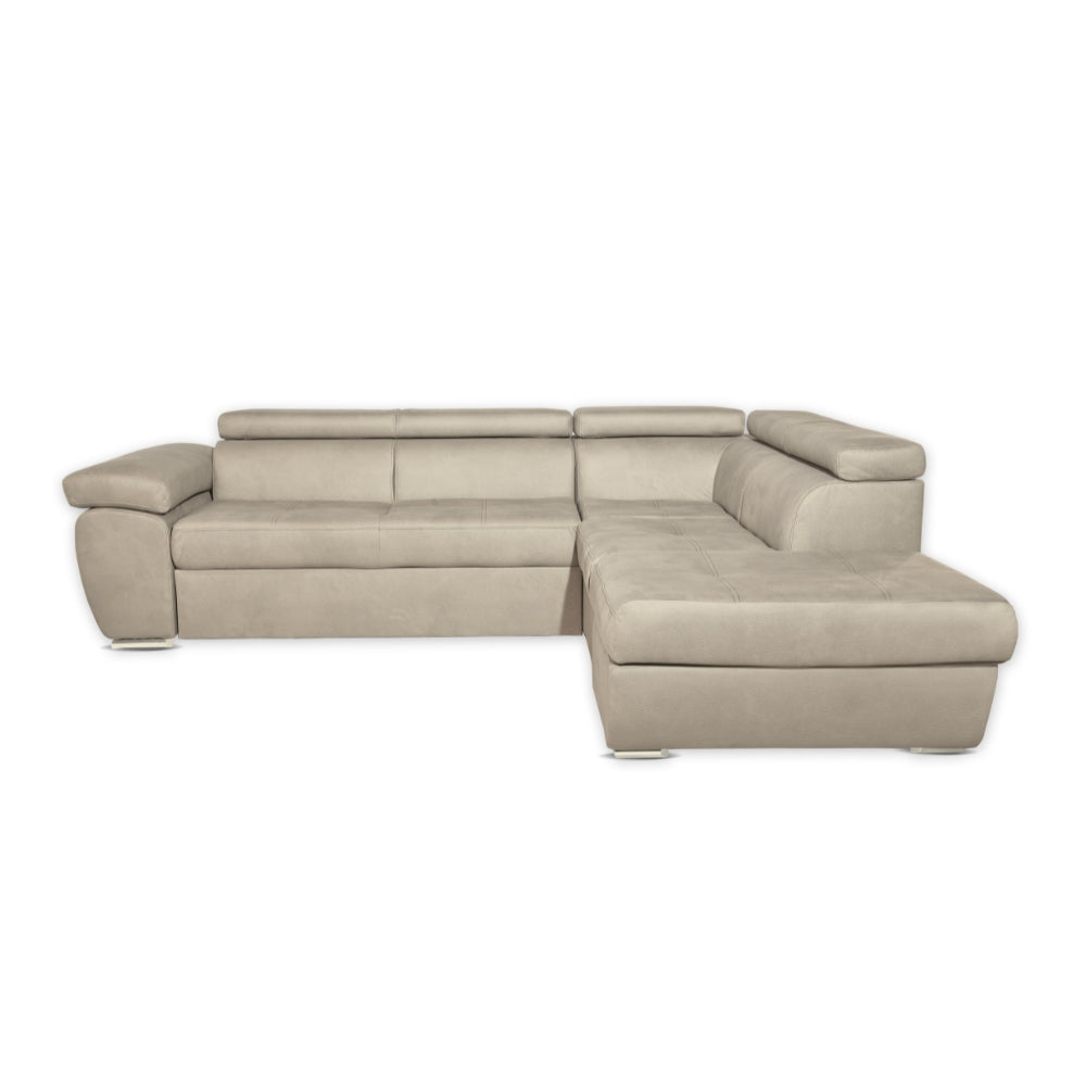 Ecksofa mit Ottomane rechts Stofffarbe Cappuccino - Fiona