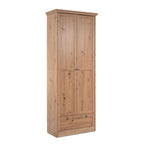 Kleiderschrank mit 2 Türen und einer Schublade, Farbe Altholz Eiche 80x200H cm - Tiberio