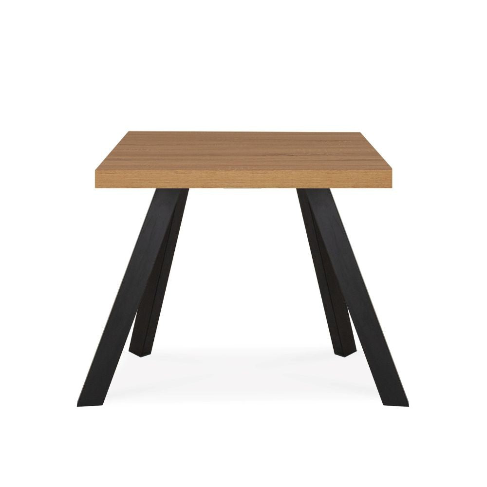 Tavolo fisso Marburg 80x80x74H con piano teak e struttura in acciaio antracite