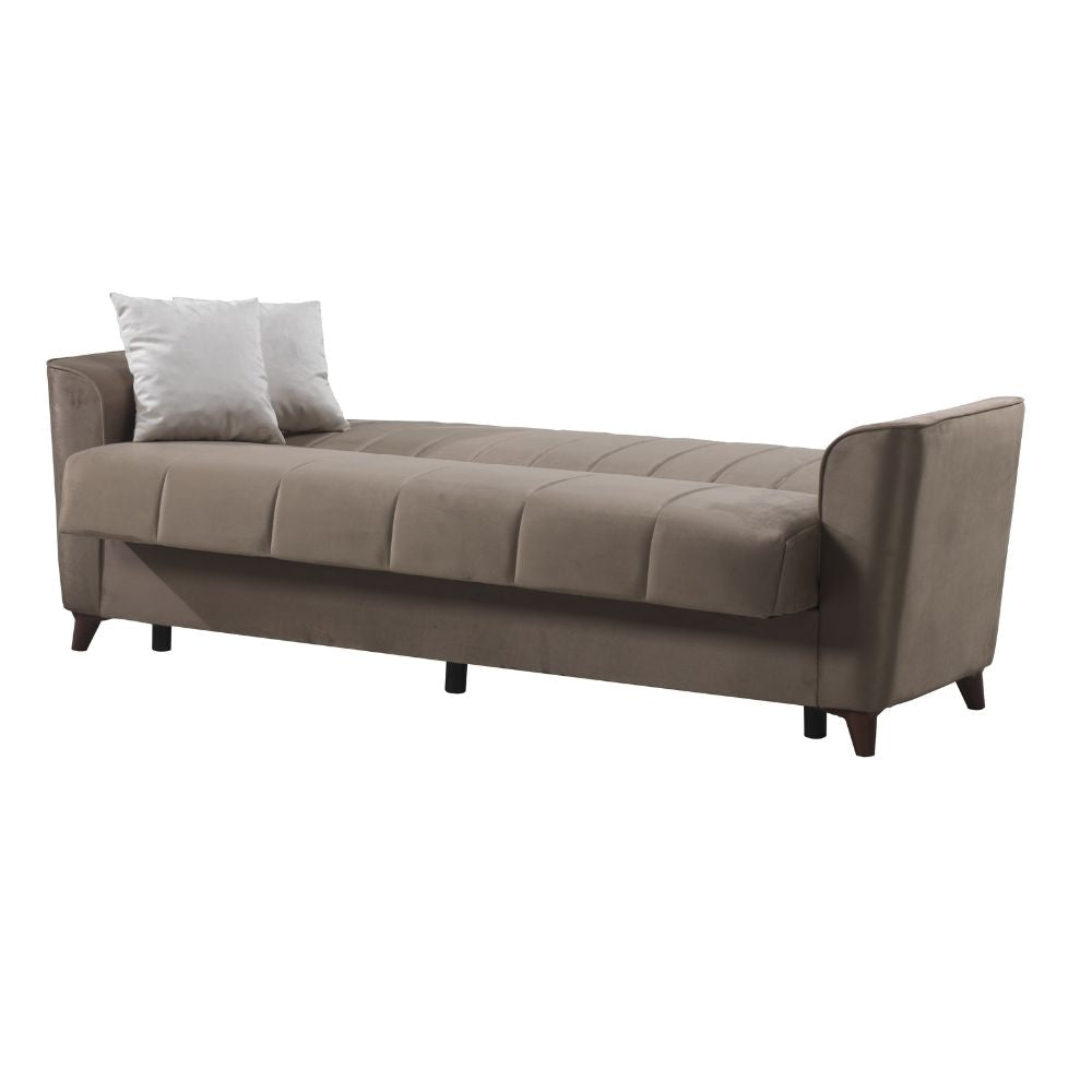 3-Sitzer-Schlafsofa mit Stauraum in Braun 223 cm - Mokel