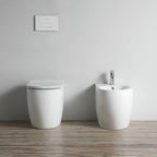 Bidet au sol dos au mur en céramique blanc FB53B