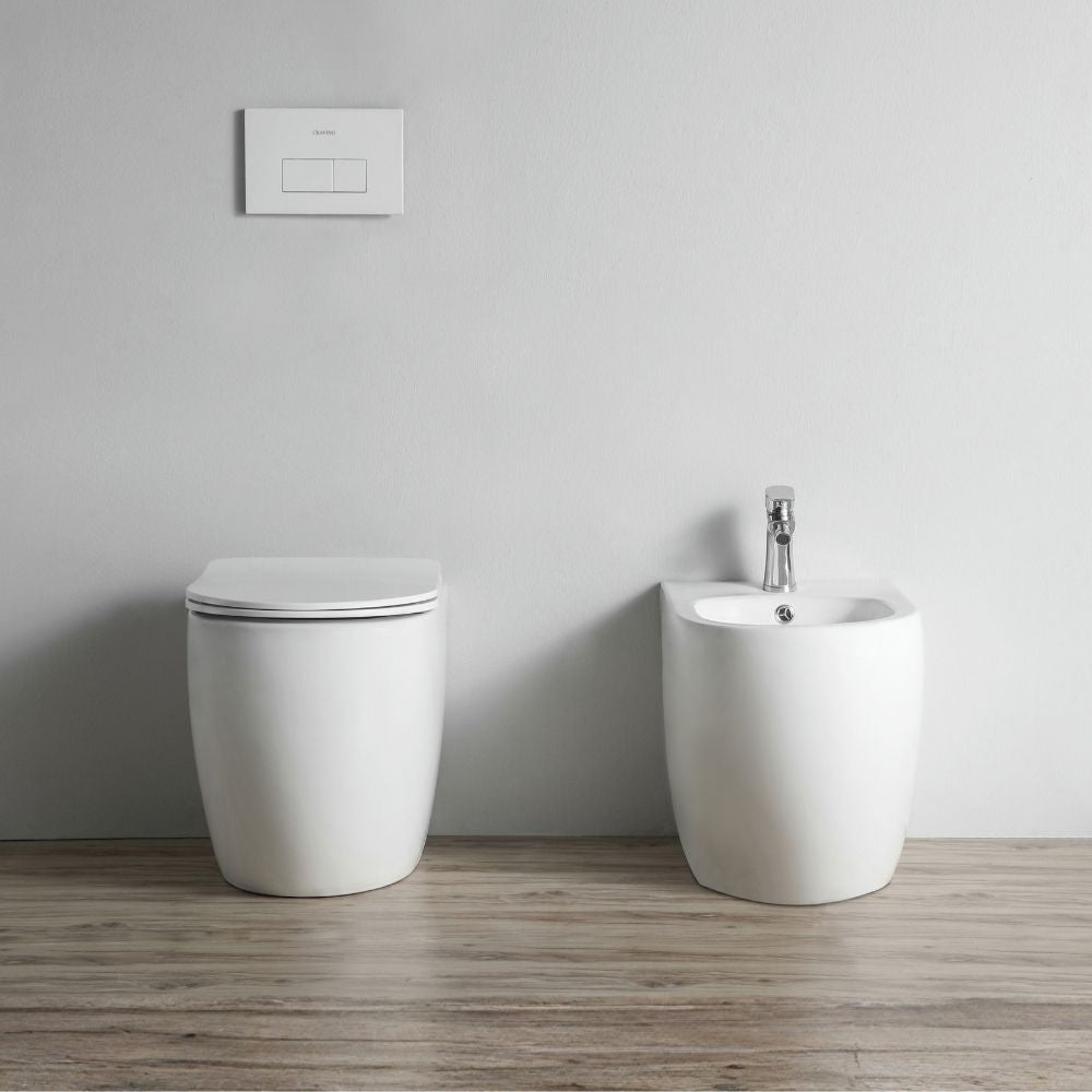 WC à poser au sol en céramique, blanc brillant, FT53A