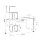 Scrivania con libreria Balance 153,5x60x140 colore rovere e nero