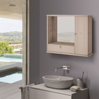 Specchiera da bagno con anta e ribalta colore olmo