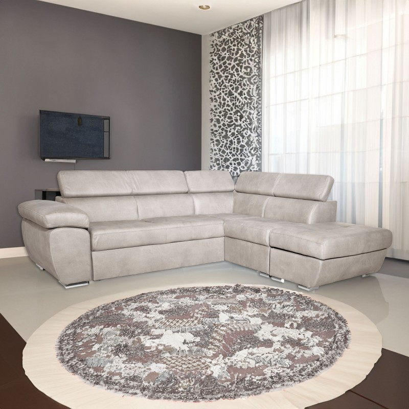 Divano letto angolare con penisola destra colore grigio chiaro - Fiona